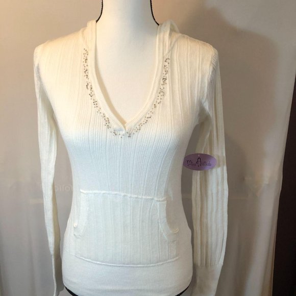 ms attitude Sweaters - NWT Miss Attitude Women’s Hooded Pullover V-Neck Sweater